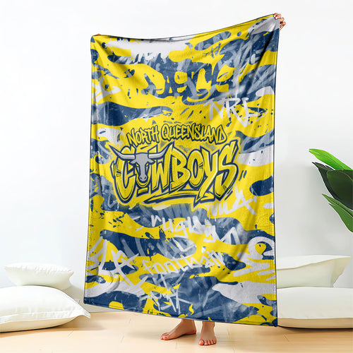 North Queensland Cowboys Rugby Blanket Graffiti Typography Urban Camo Abstract Street Style