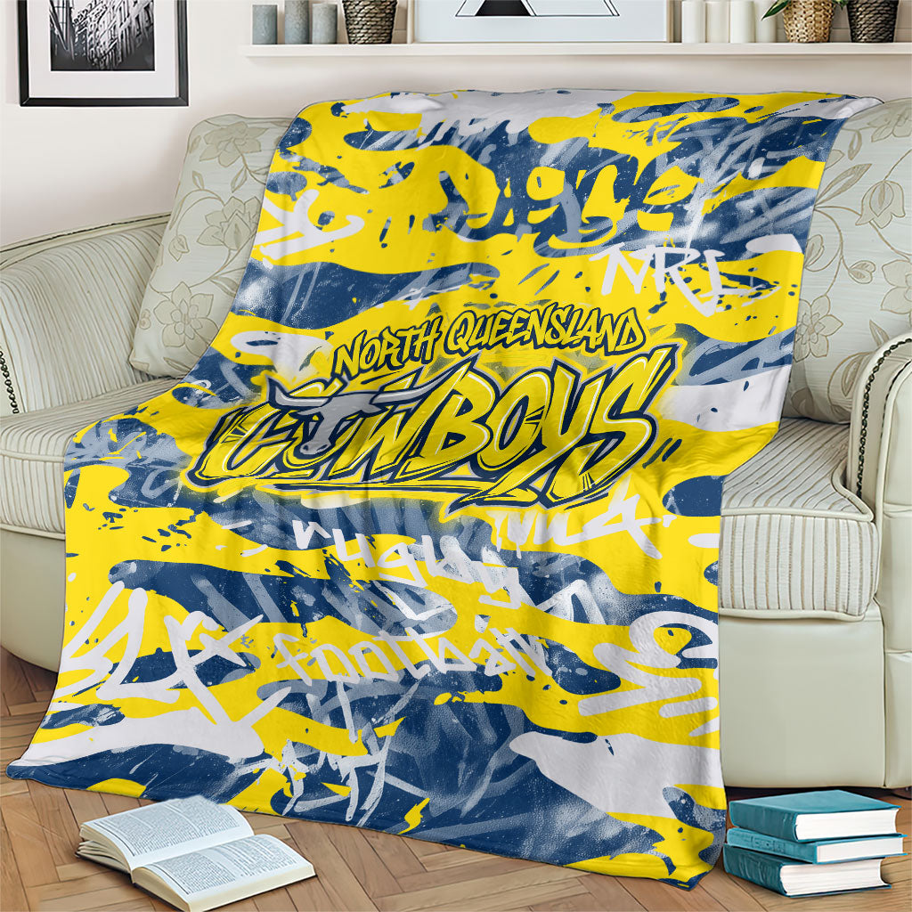 North Queensland Cowboys Rugby Blanket Graffiti Typography Urban Camo Abstract Street Style