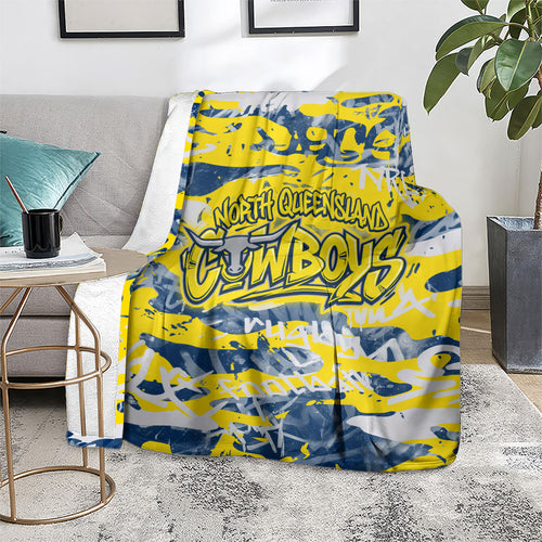 North Queensland Cowboys Rugby Blanket Graffiti Typography Urban Camo Abstract Street Style