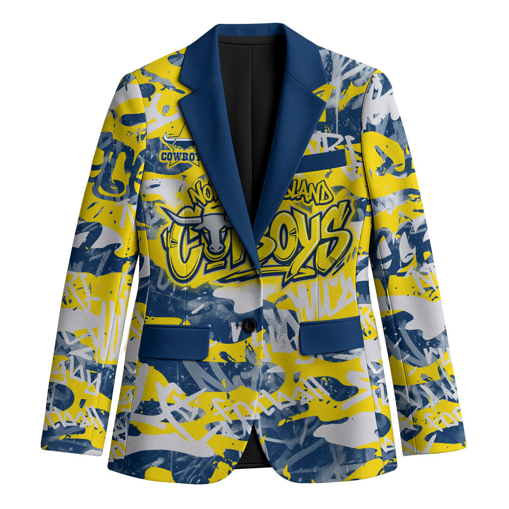North Queensland Cowboys Rugby Blazer Graffiti Typography Urban Camo Abstract Street Style