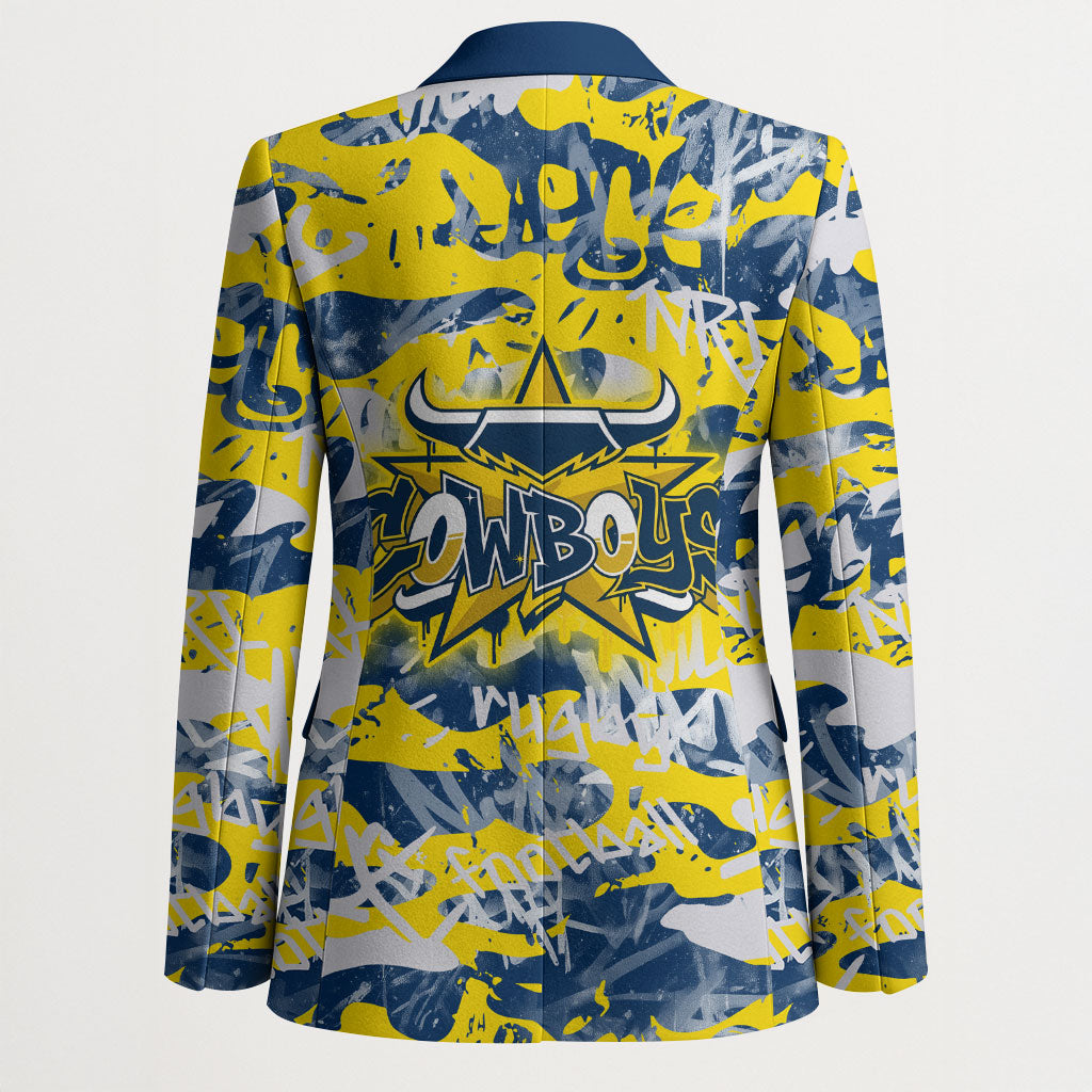 North Queensland Cowboys Rugby Blazer Graffiti Typography Urban Camo Abstract Street Style