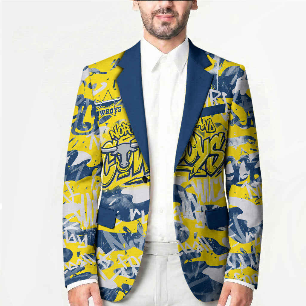 North Queensland Cowboys Rugby Blazer Graffiti Typography Urban Camo Abstract Street Style