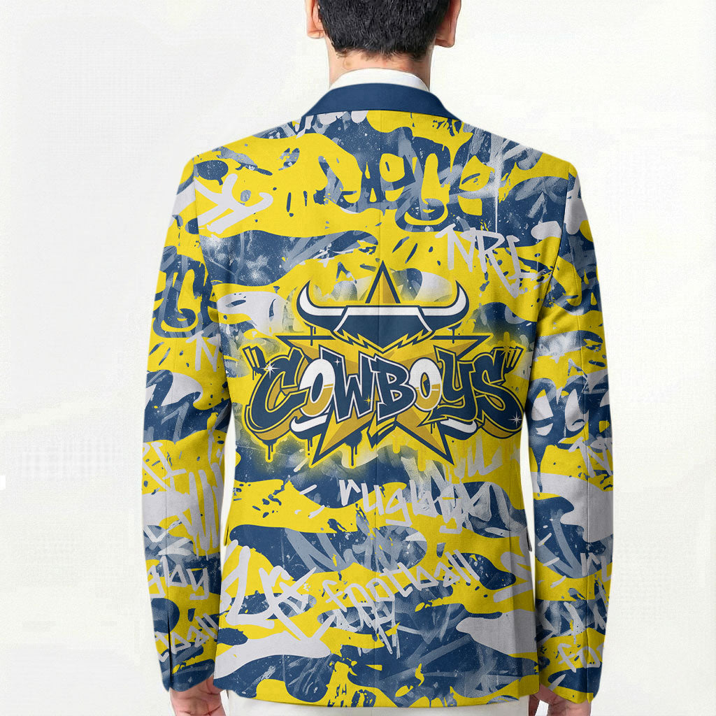 North Queensland Cowboys Rugby Blazer Graffiti Typography Urban Camo Abstract Street Style