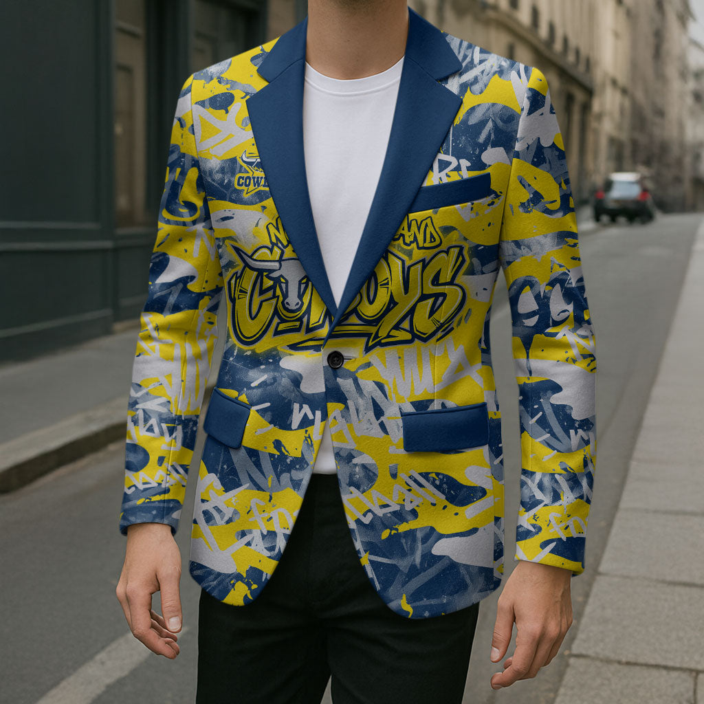 North Queensland Cowboys Rugby Blazer Graffiti Typography Urban Camo Abstract Street Style