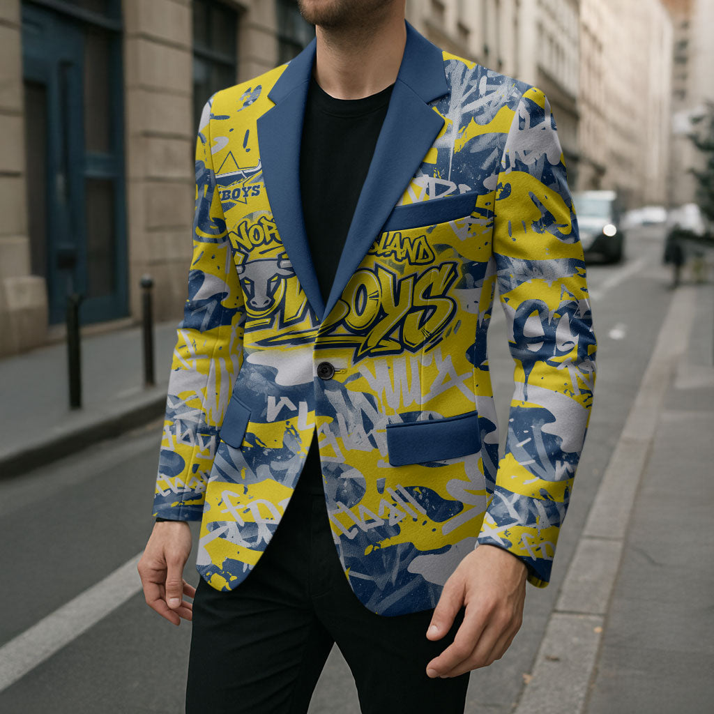 North Queensland Cowboys Rugby Blazer Graffiti Typography Urban Camo Abstract Street Style