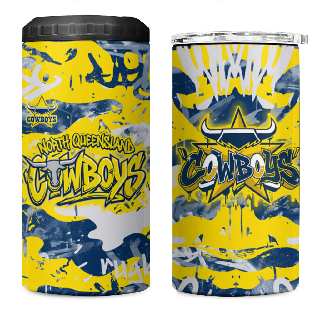 North Queensland Cowboys Rugby 4 in 1 Can Cooler Tumbler Graffiti Typography Urban Camo Abstract Street Style