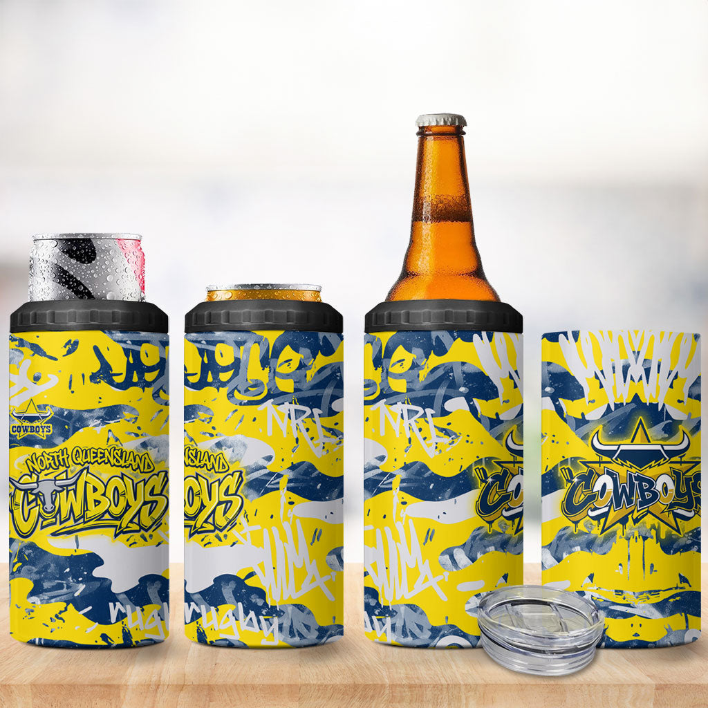 North Queensland Cowboys Rugby 4 in 1 Can Cooler Tumbler Graffiti Typography Urban Camo Abstract Street Style
