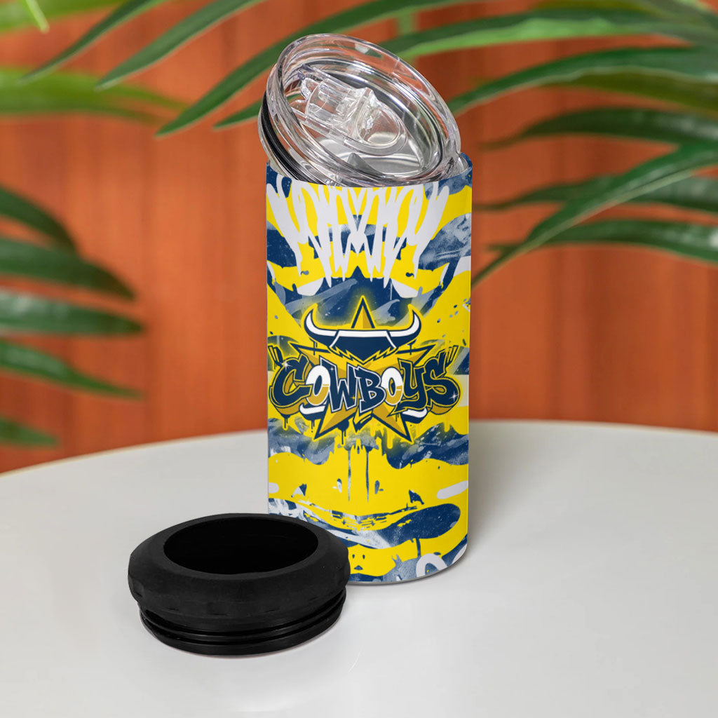 North Queensland Cowboys Rugby 4 in 1 Can Cooler Tumbler Graffiti Typography Urban Camo Abstract Street Style