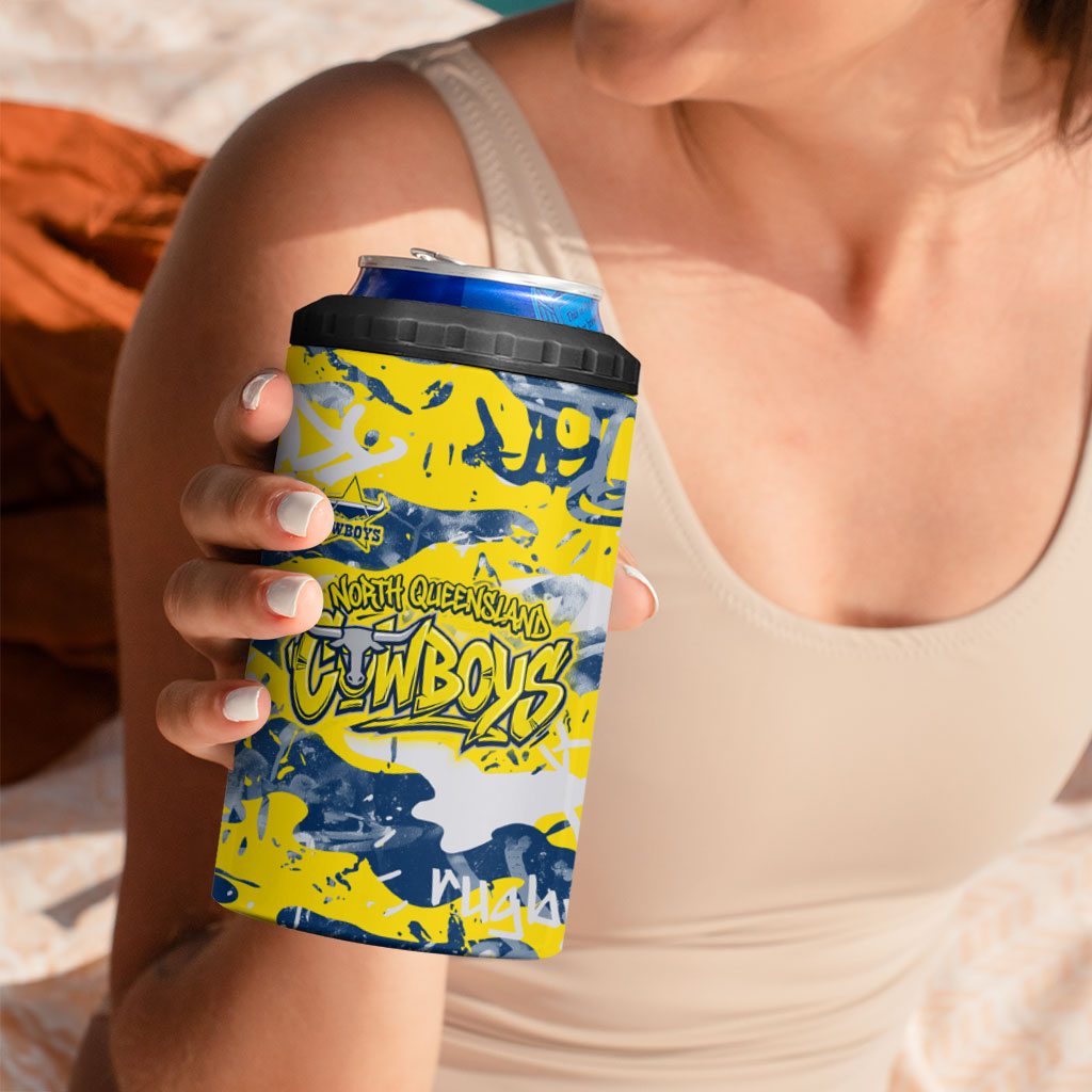 North Queensland Cowboys Rugby 4 in 1 Can Cooler Tumbler Graffiti Typography Urban Camo Abstract Street Style