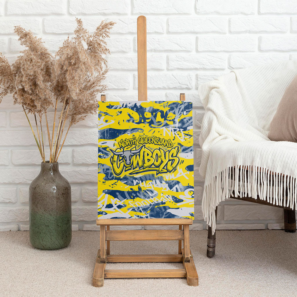 North Queensland Cowboys Rugby Canvas Wall Art Graffiti Typography Urban Camo Abstract Street Style