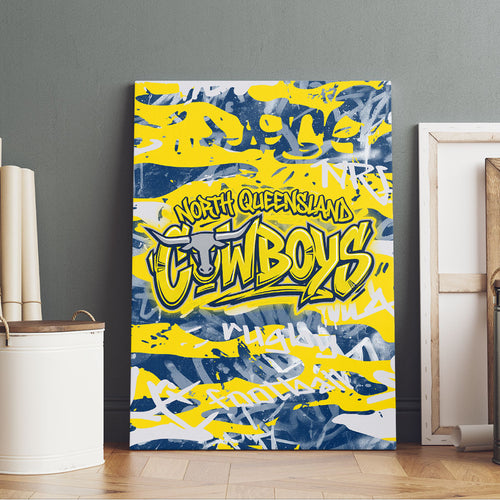 North Queensland Cowboys Rugby Canvas Wall Art Graffiti Typography Urban Camo Abstract Street Style