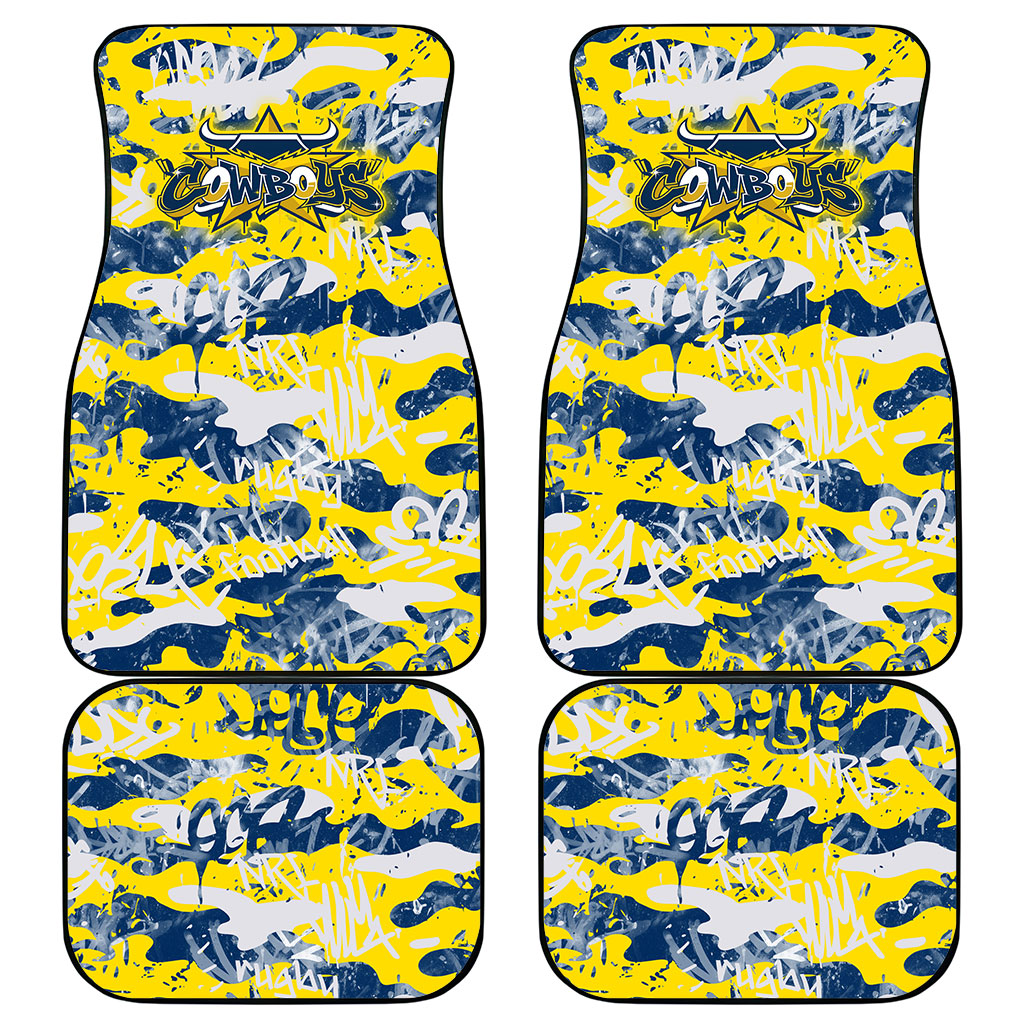 North Queensland Cowboys Rugby Car Mats Graffiti Typography Urban Camo Abstract Street Style