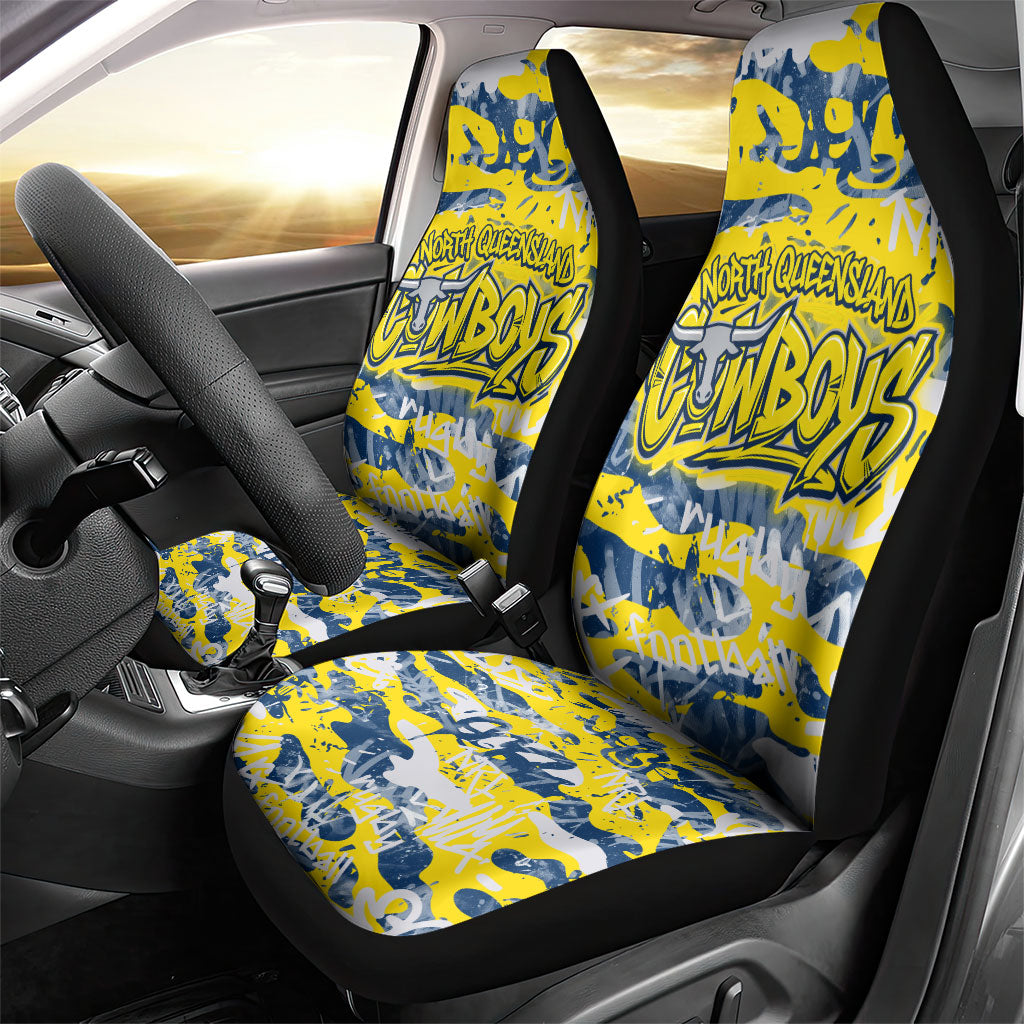 North Queensland Cowboys Rugby Car Seat Cover Graffiti Typography Urban Camo Abstract Street Style