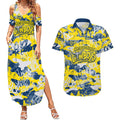 North Queensland Cowboys Rugby Couples Matching Summer Maxi Dress and Hawaiian Shirt Graffiti Typography Urban Camo Abstract Street Style