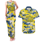 North Queensland Cowboys Rugby Couples Matching Tank Maxi Dress and Hawaiian Shirt Graffiti Typography Urban Camo Abstract Street Style