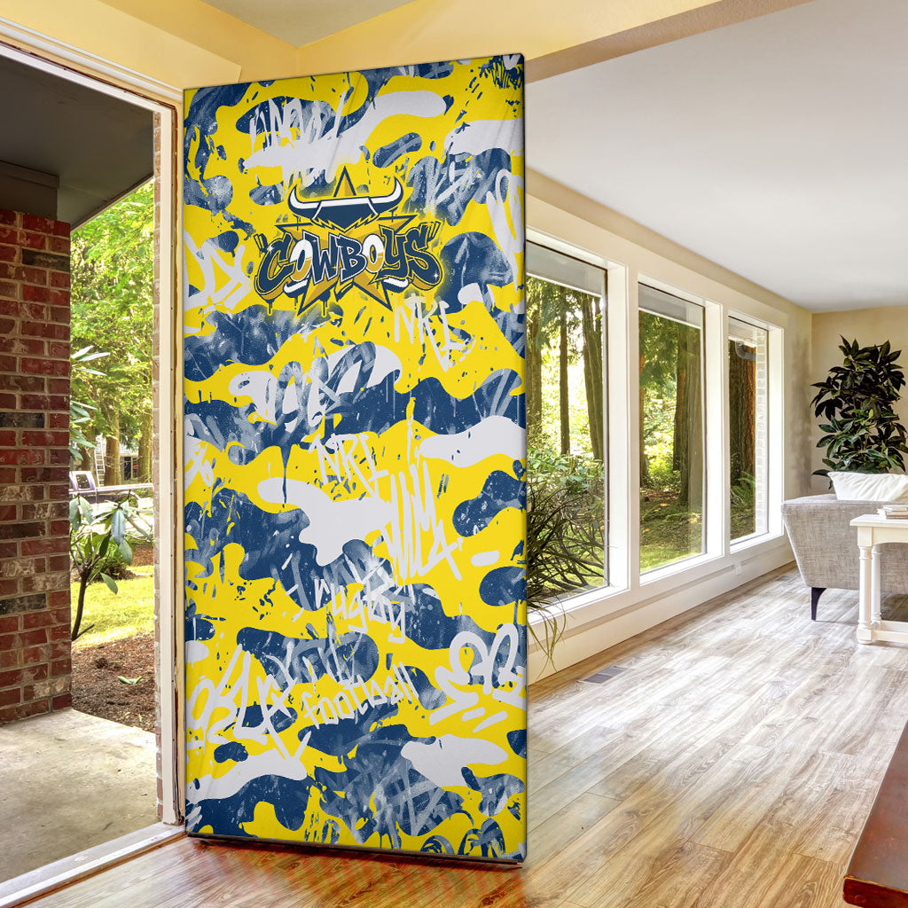 North Queensland Cowboys Rugby Door Cover Graffiti Typography Urban Camo Abstract Street Style