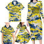 North Queensland Cowboys Rugby Family Matching Long Sleeve Bodycon Dress and Hawaiian Shirt Graffiti Typography Urban Camo Abstract Street Style