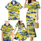 North Queensland Cowboys Rugby Family Matching Mermaid Dress and Hawaiian Shirt Graffiti Typography Urban Camo Abstract Street Style