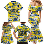 North Queensland Cowboys Rugby Family Matching Mermaid Dress and Hawaiian Shirt Graffiti Typography Urban Camo Abstract Street Style