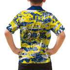 North Queensland Cowboys Rugby Family Matching Off Shoulder Short Dress and Hawaiian Shirt Graffiti Typography Urban Camo Abstract Street Style