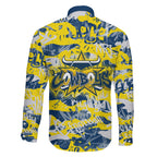 North Queensland Cowboys Rugby Family Matching Off Shoulder Short Dress and Hawaiian Shirt Graffiti Typography Urban Camo Abstract Street Style