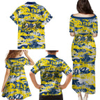 North Queensland Cowboys Rugby Family Matching Puletasi and Hawaiian Shirt Graffiti Typography Urban Camo Abstract Street Style