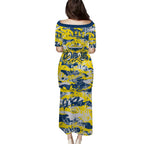 North Queensland Cowboys Rugby Family Matching Puletasi and Hawaiian Shirt Graffiti Typography Urban Camo Abstract Street Style
