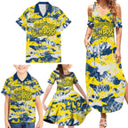 North Queensland Cowboys Rugby Family Matching Summer Maxi Dress and Hawaiian Shirt Graffiti Typography Urban Camo Abstract Street Style