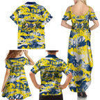 North Queensland Cowboys Rugby Family Matching Summer Maxi Dress and Hawaiian Shirt Graffiti Typography Urban Camo Abstract Street Style