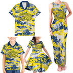 North Queensland Cowboys Rugby Family Matching Tank Maxi Dress and Hawaiian Shirt Graffiti Typography Urban Camo Abstract Street Style