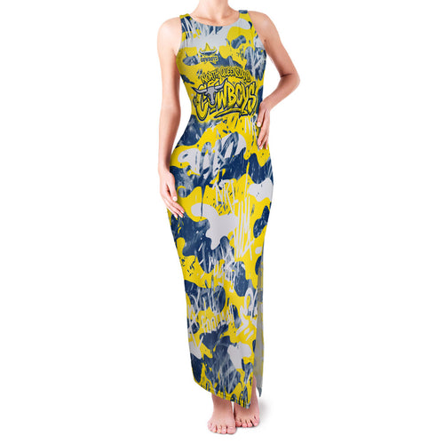 North Queensland Cowboys Rugby Family Matching Tank Maxi Dress and Hawaiian Shirt Graffiti Typography Urban Camo Abstract Street Style