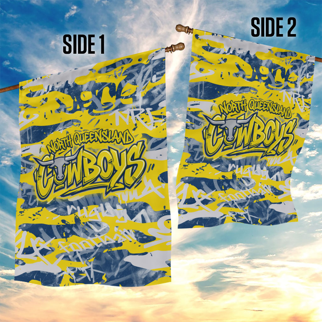 North Queensland Cowboys Rugby Garden Flag Graffiti Typography Urban Camo Abstract Street Style