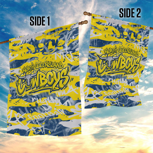 North Queensland Cowboys Rugby Garden Flag Graffiti Typography Urban Camo Abstract Street Style