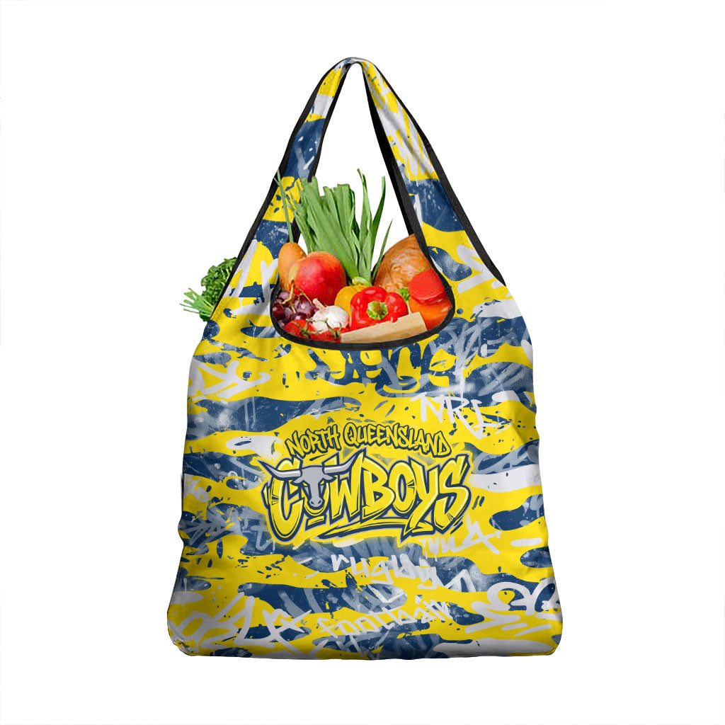 North Queensland Cowboys Rugby Grocery Bag Graffiti Typography Urban Camo Abstract Street Style