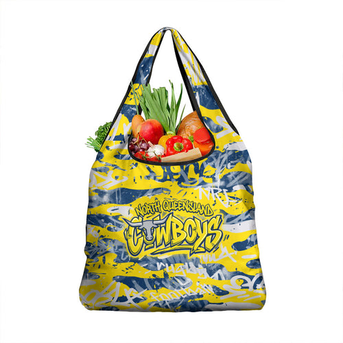 North Queensland Cowboys Rugby Grocery Bag Graffiti Typography Urban Camo Abstract Street Style