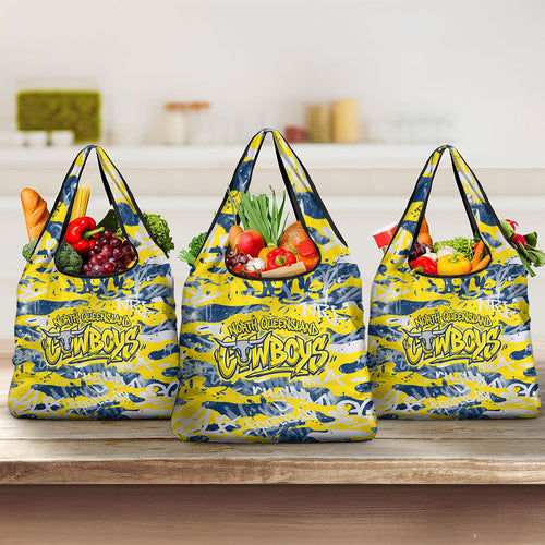 North Queensland Cowboys Rugby Grocery Bag Graffiti Typography Urban Camo Abstract Street Style