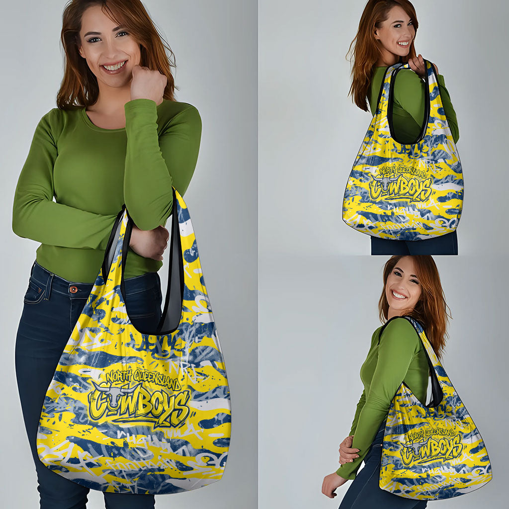 North Queensland Cowboys Rugby Grocery Bag Graffiti Typography Urban Camo Abstract Street Style