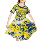 North Queensland Cowboys Rugby Kid Short Sleeve Dress Graffiti Typography Urban Camo Abstract Street Style