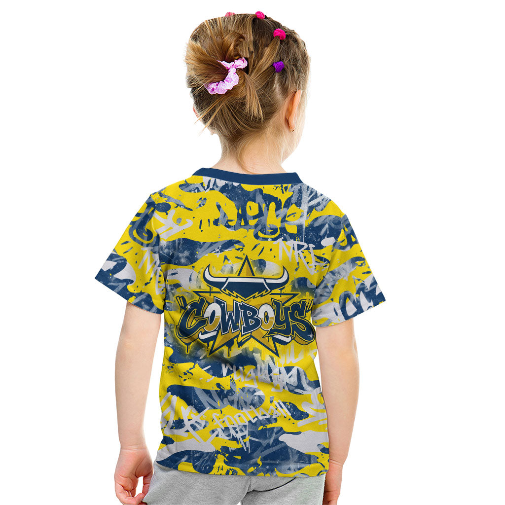North Queensland Cowboys Rugby Kid T Shirt Graffiti Typography Urban Camo Abstract Street Style