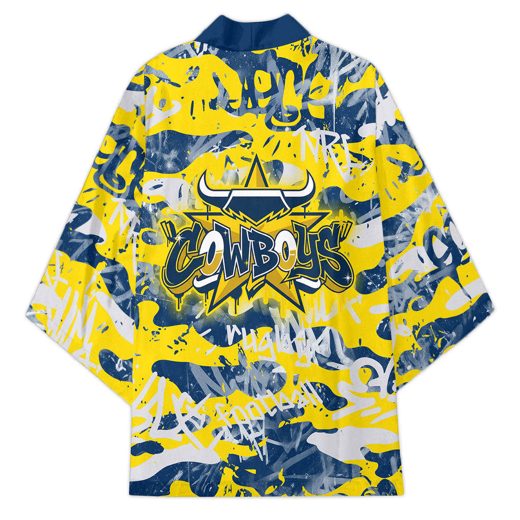 North Queensland Cowboys Rugby Kimono Graffiti Typography Urban Camo Abstract Street Style