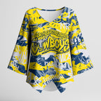 North Queensland Cowboys Rugby Kimono Sleeve Blouse Graffiti Typography Urban Camo Abstract Street Style