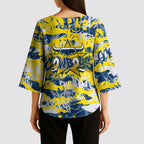 North Queensland Cowboys Rugby Kimono Sleeve Blouse Graffiti Typography Urban Camo Abstract Street Style