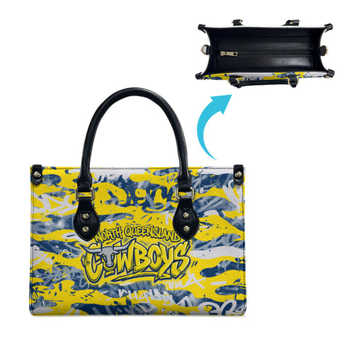 North Queensland Cowboys Rugby Leather Bag Graffiti Typography Urban Camo Abstract Street Style