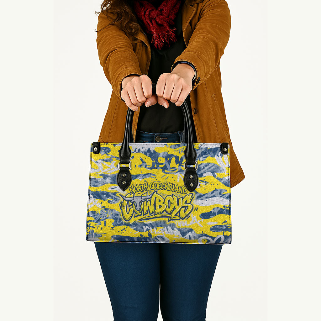 North Queensland Cowboys Rugby Leather Bag Graffiti Typography Urban Camo Abstract Street Style