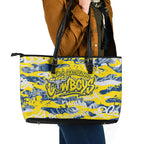 North Queensland Cowboys Rugby Leather Tote Bag Graffiti Typography Urban Camo Abstract Street Style