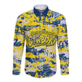 North Queensland Cowboys Rugby Long Sleeve Button Shirt Graffiti Typography Urban Camo Abstract Street Style