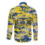 North Queensland Cowboys Rugby Long Sleeve Button Shirt Graffiti Typography Urban Camo Abstract Street Style