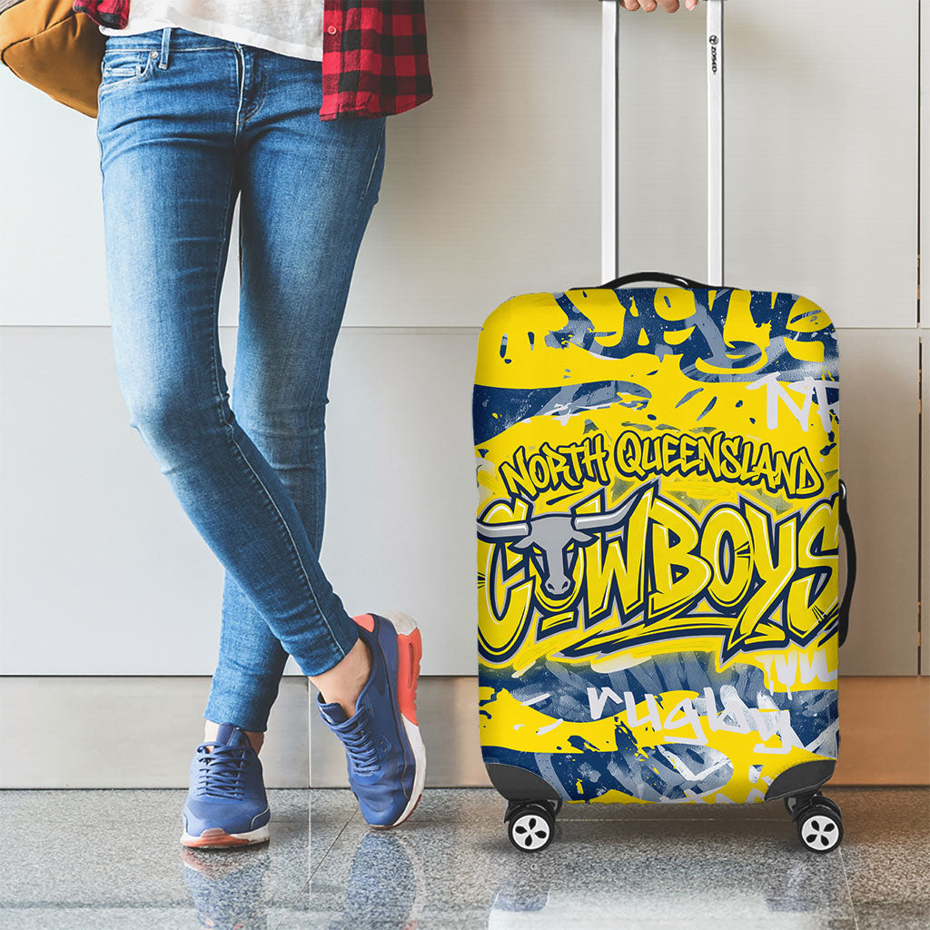 North Queensland Cowboys Rugby Luggage Cover Graffiti Typography Urban Camo Abstract Street Style