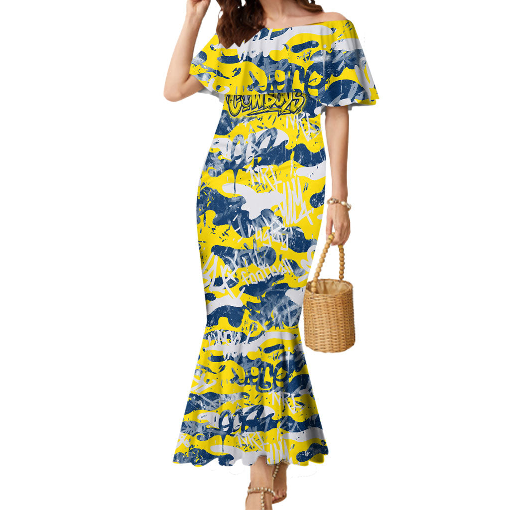North Queensland Cowboys Rugby Mermaid Dress Graffiti Typography Urban Camo Abstract Street Style