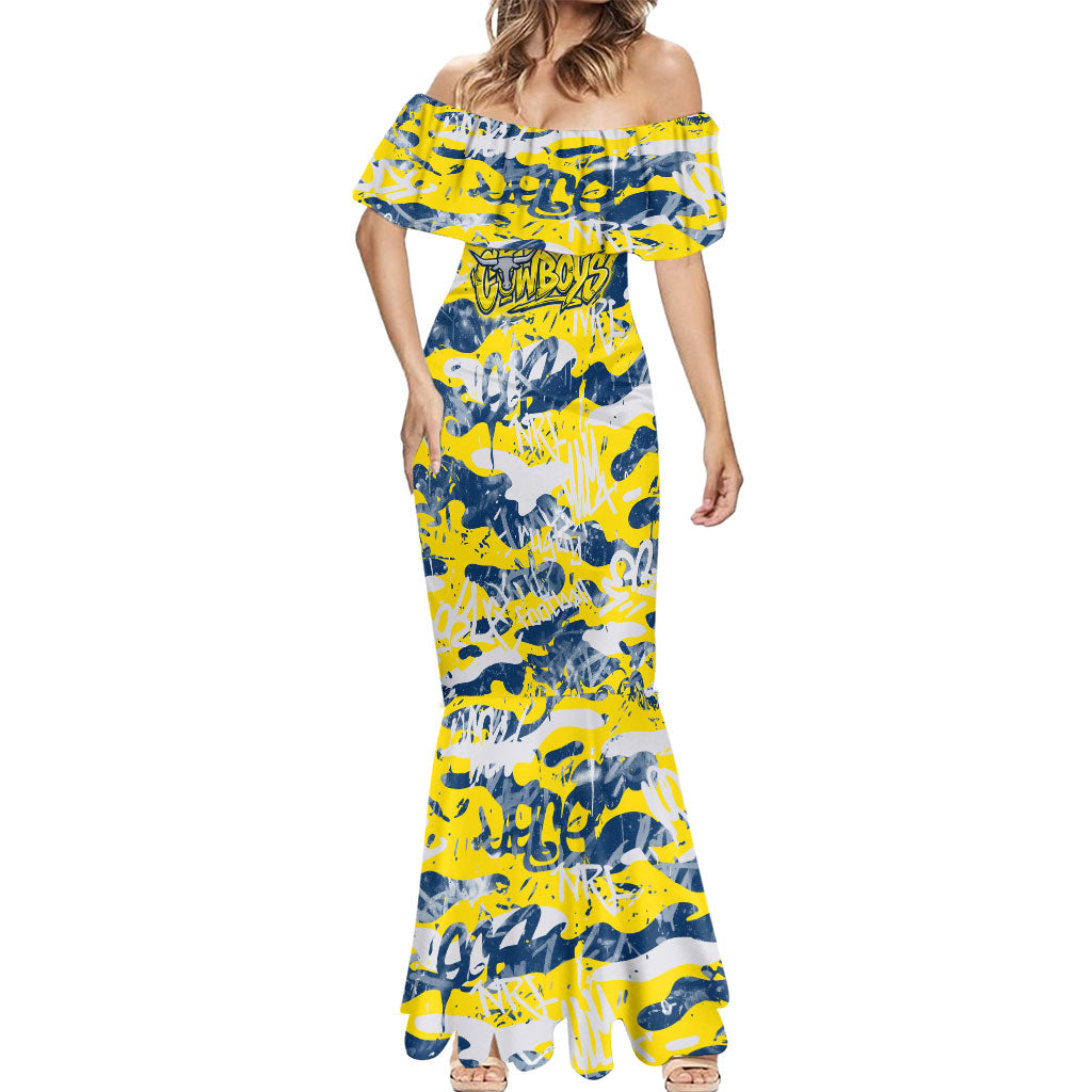 North Queensland Cowboys Rugby Mermaid Dress Graffiti Typography Urban Camo Abstract Street Style